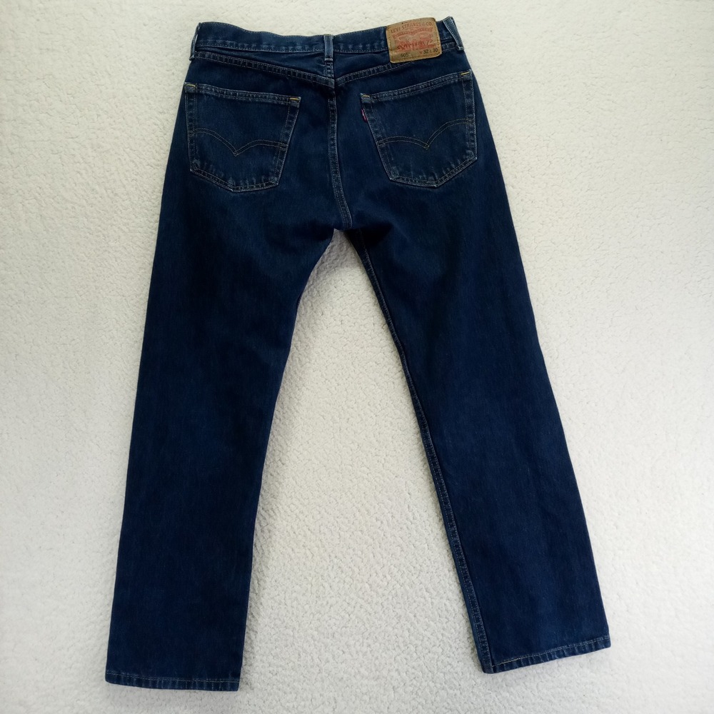 Levi Strauss Co 505 Mens W32 L30 Dark Wash Straight Leg Jeans - Picture 8 of 9